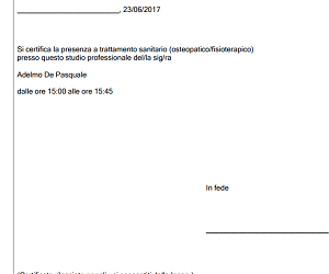 Giustificativo per paziente